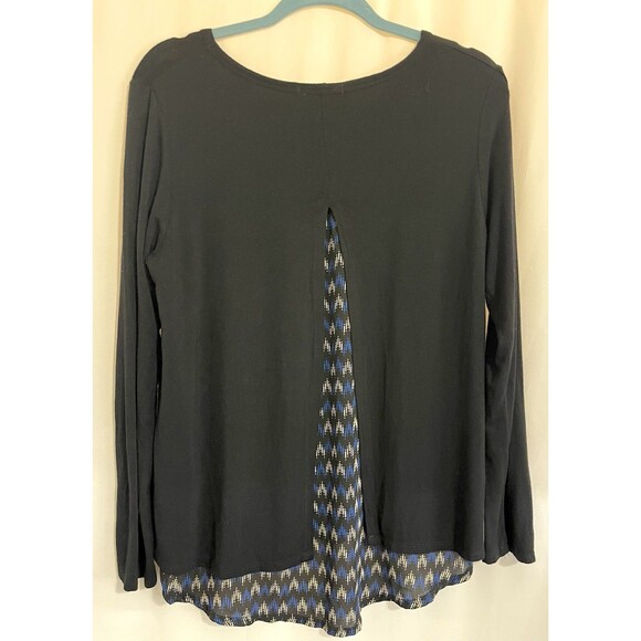 Carol Rose Shirt Long Sleeve Split Back High Low Black Blue Women’s Size L - Picture 4 of 8